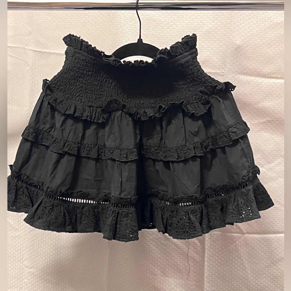 Misa Los Angeles Black Milika Eyelet Skirt